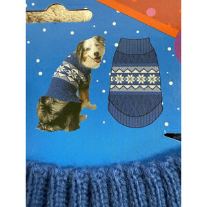 New Dog Pet Knit Sweater Blue White Fair Isle Pattern Winter 20-50 lbs 17" NWT